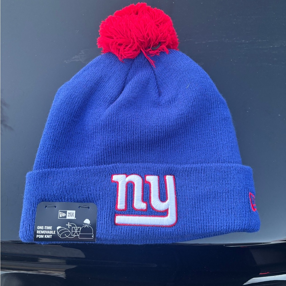 NFL  NY Giants Blue and Red Pom Knit Hat